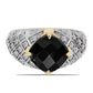 Pozlacený Stříbrný Prsten s Černým Onyxem a Bílým Topazem