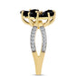 Pozlacený 925 / 1000 Sterlingové Stříbro Prsten s Černým Onyxem a Bílým Topazem