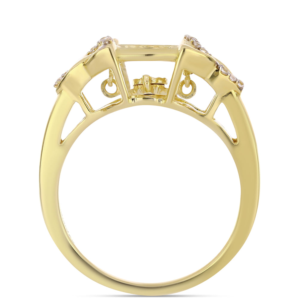 Pozlacené Stříbro 925/1000 - Prsten s Cognac Diamantem a Bílým Topazem - Karátové číslo: 0.1. přibližná hmotnost: 3.88 gramů