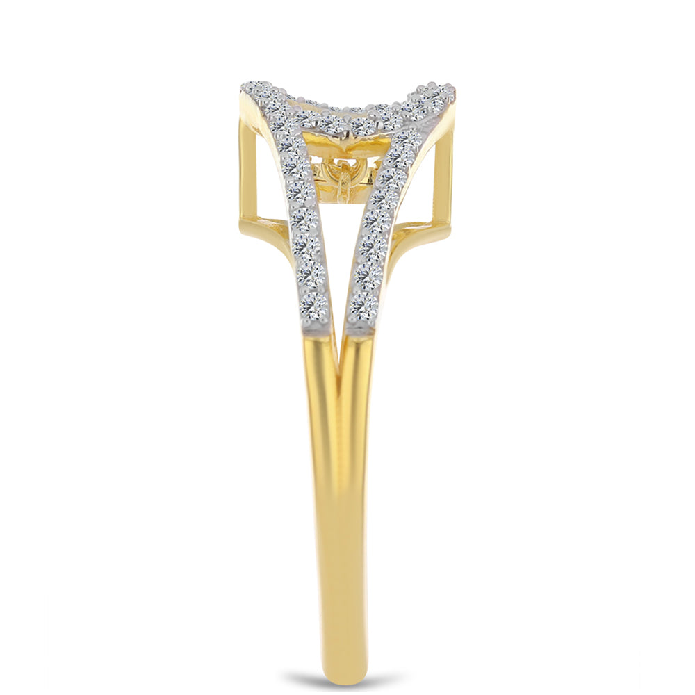 Pozlacené Stříbro 925/1000 - Prsten s Cognac Diamantem a Bílým Topazem - Karátové číslo: 0.49. přibližná hmotnost: 3.65 gramů