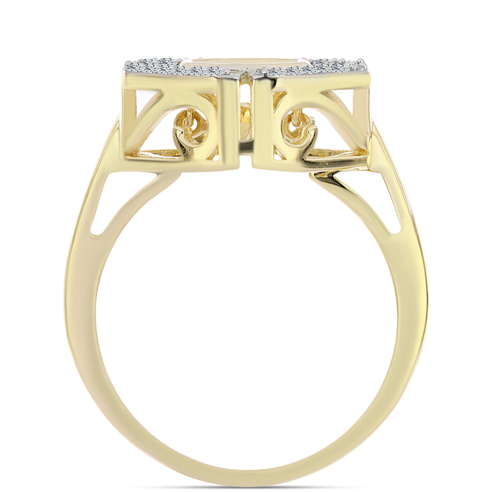 Pozlacené Stříbro 925/1000 - Prsten s Cognac Diamantem a Bílým Topazem - Karátové číslo: 0.29. přibližná hmotnost: 4.99 gramů 2 