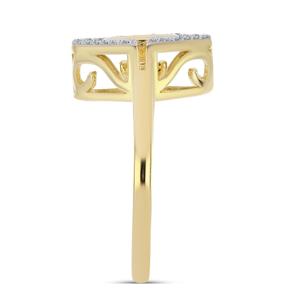 Pozlacené Stříbro 925/1000 - Prsten s Cognac Diamantem a Bílým Topazem - Karátové číslo: 0.29. přibližná hmotnost: 4.99 gramů 4 