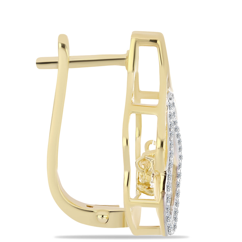 Pozlacené Stříbro 925/1000 - Náušnice s Cognac Diamantem a Bílým Topazem - Karátové číslo: 0.46. přibližná hmotnost: 6.84 gramů