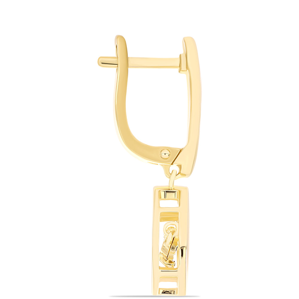 Pozlacené Stříbro 925/1000 - Náušnice s Cognac Diamantem - Karátové číslo: 0.01. přibližná hmotnost: 6.23 gramů 2 