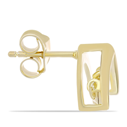 Pozlacené Stříbro 925/1000 - Náušnice s Cognac Diamantem - Karátové číslo: 0.02. přibližná hmotnost: 2.56 gramů