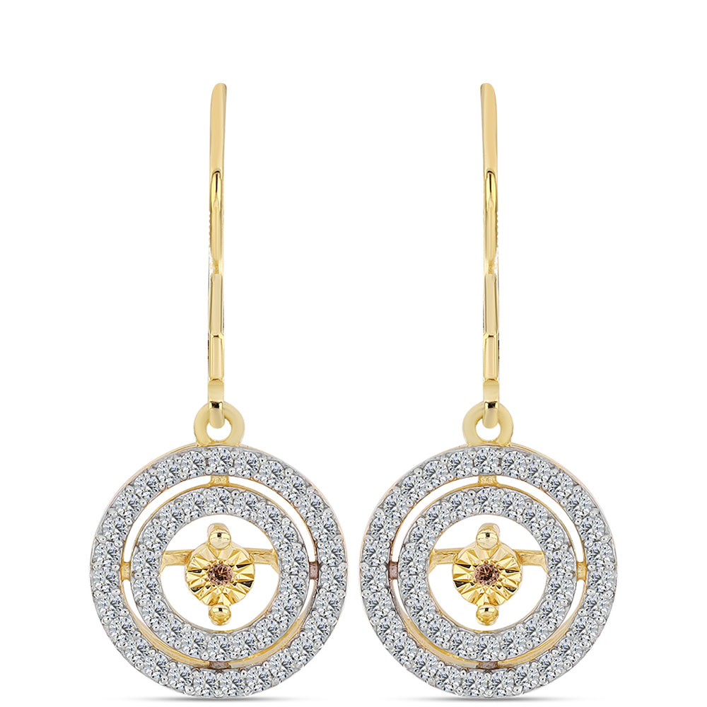 Pozlacené Stříbrné Náušnice s Cognac Diamantem a Bílým Topazem 1 