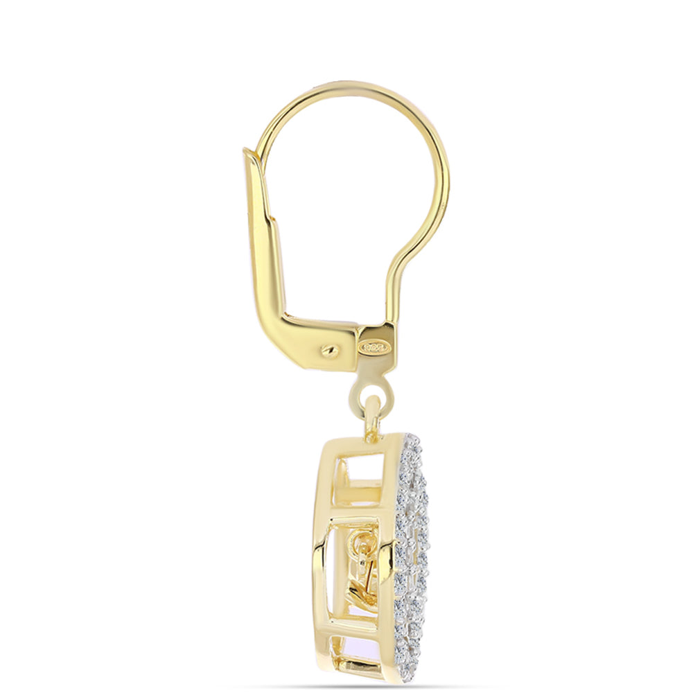 Pozlacené Stříbrné Náušnice s Cognac Diamantem a Bílým Topazem 2 