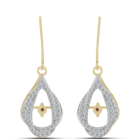 Pozlacené Stříbro 925/1000 - Náušnice s Cognac Diamantem a Bílým Topazem - Karátové číslo: 0.73. přibližná hmotnost: 5 gramů