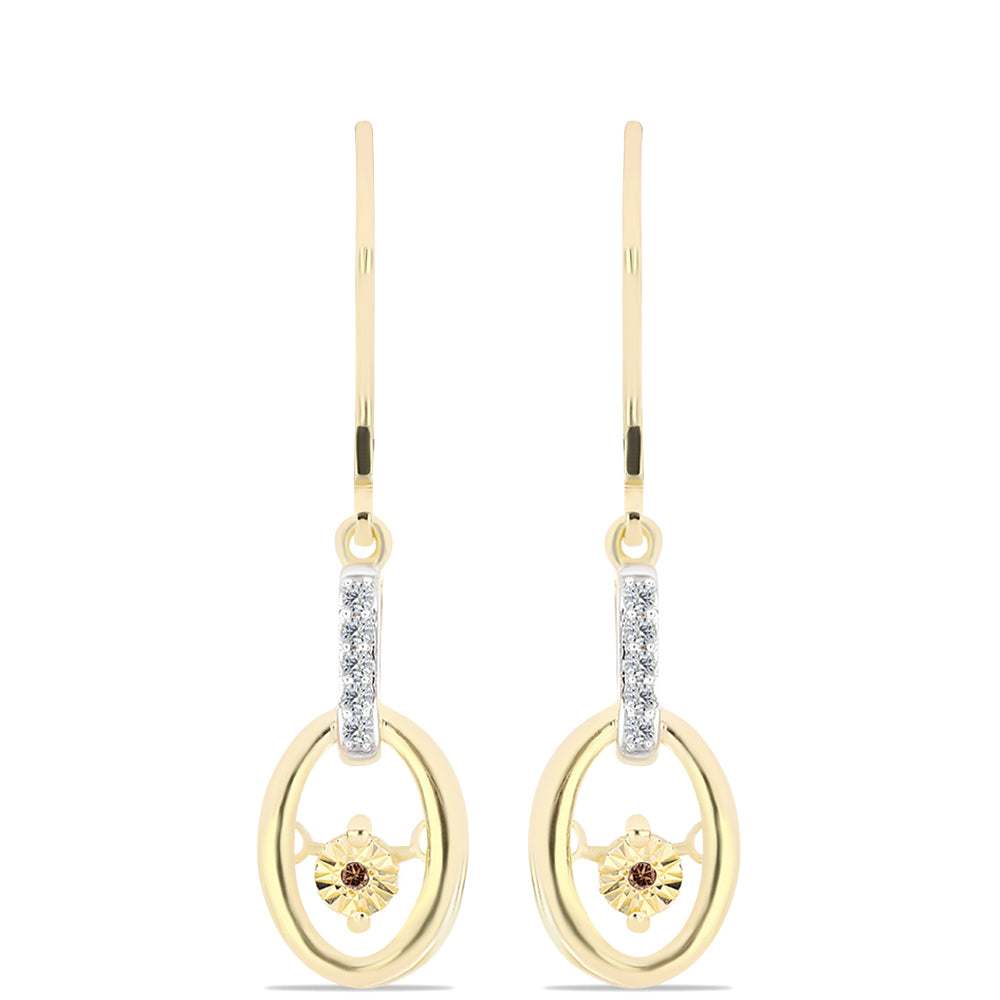 Pozlacené 925 / 1000 Sterlingové Stříbro Náušnice s Cognac Diamantem a Bílým Topazem