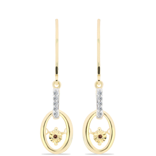 Pozlacené 925 / 1000 Sterlingové Stříbro Náušnice s Cognac Diamantem a Bílým Topazem