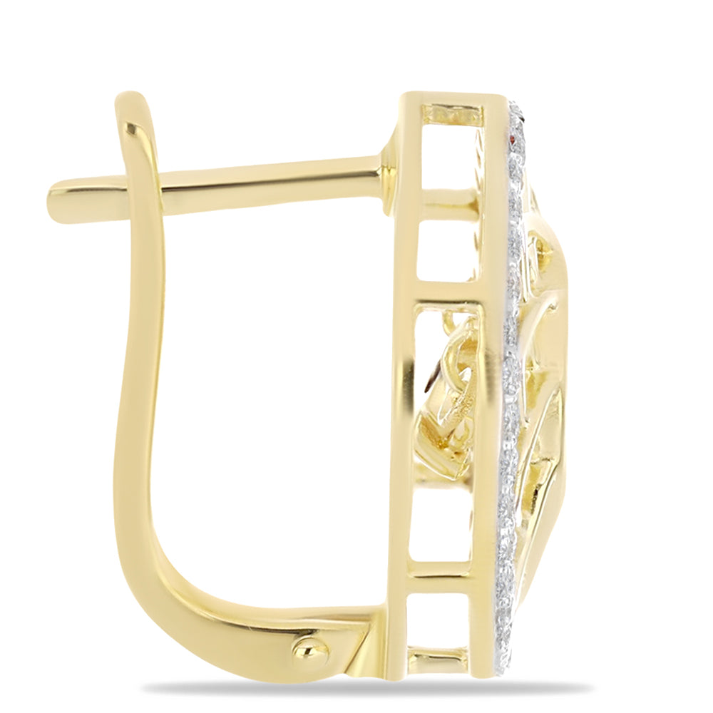 Pozlacené Stříbro 925/1000 - Náušnice s Cognac Diamantem a Bílým Topazem - Karátové číslo: 0.7. přibližná hmotnost: 5.7 gramů