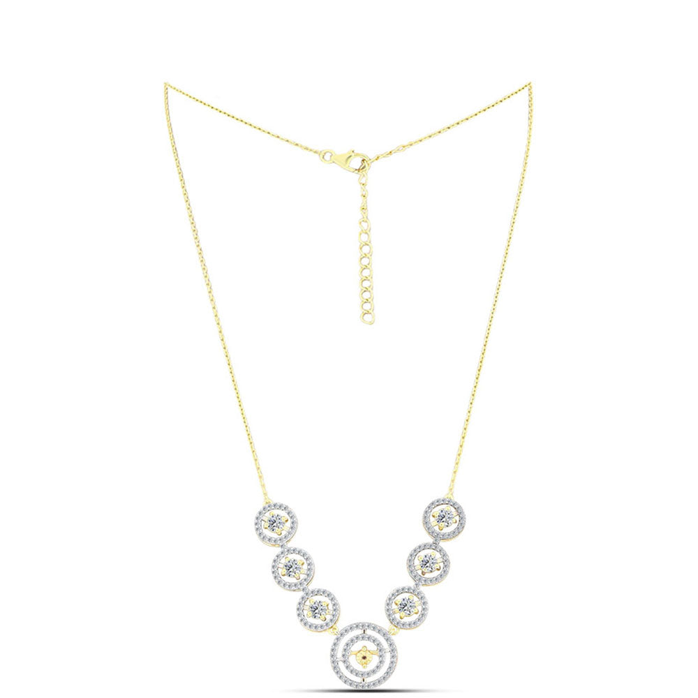 Pozlacené Stříbro 925/1000 - Náhrdelník s Cognac Diamantem a Bílým Topazem - Karátové číslo: 3.12. přibližná hmotnost: 8.67 gramů 1 