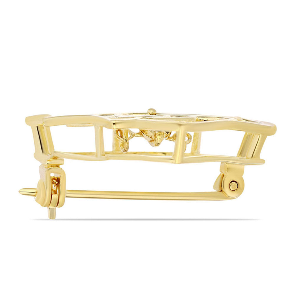 Pozlacené Stříbro 925/1000 - Brož s Cognac Diamantem - Karátové číslo: 0.01. přibližná hmotnost: 3.14 gramů 2 