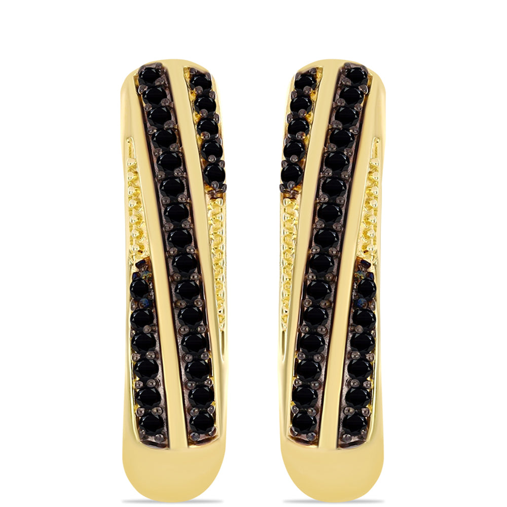 Pozlacené stříbro 925/1000 Náušnice s Černým Onyxem - Karátové číslo: 0.57. přibližná hmotnost: 5.6 gramů 1 