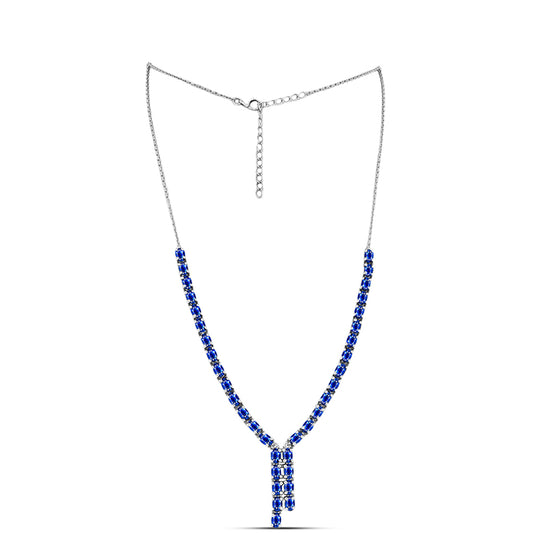 Stříbro 925/1000 Náhrdelník s Australským Modrým Safírem - Karátové číslo: 12.58. přibližná hmotnost: 14.21 gramů