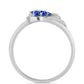 Stříbro 925/1000 - Prsten s Australským Modrým Safírem a Bílým Topazem - Karátové číslo: 0.37. přibližná hmotnost: 2.69 gramů