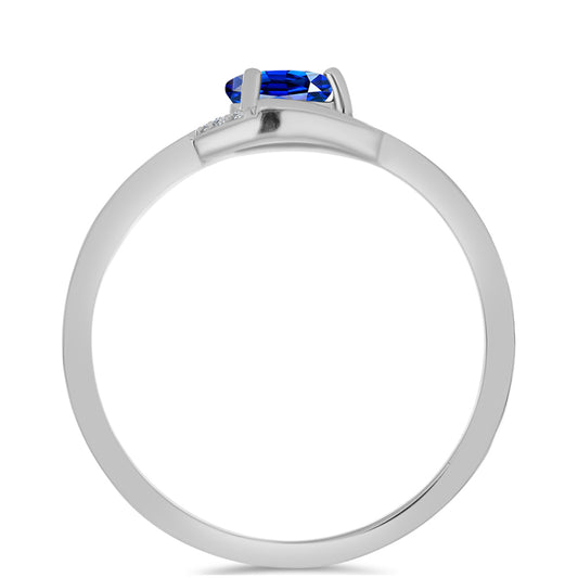 Stříbrný Prsten s Australským Modrým Safírem a Bílým Topazem
