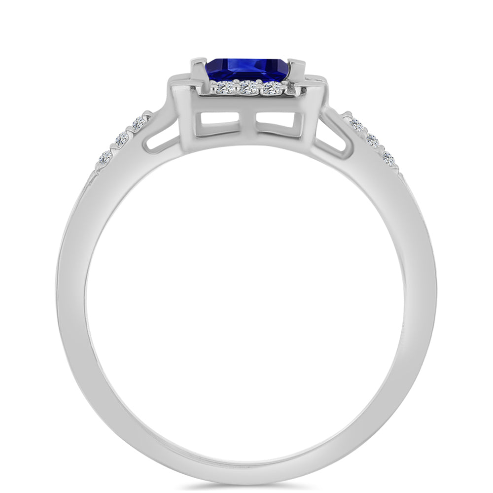 Stříbro 925/1000 - Prsten s Australským Modrým Safírem a Bílým Topazem - Karátové číslo: 0.28. přibližná hmotnost: 1.96 gramů 2 