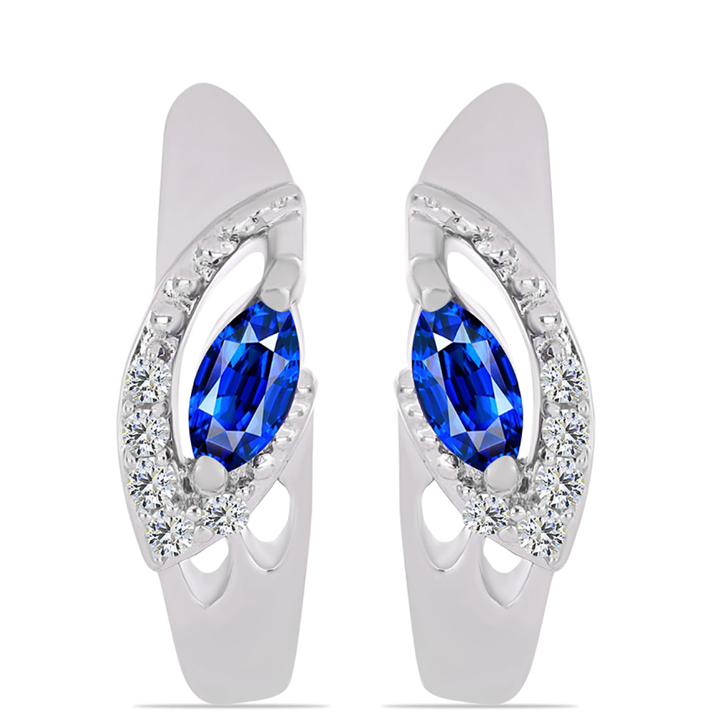 Stříbro 925/1000 - Náušnice s Australským Modrým Safírem a Bílým Topazem - Karátové číslo: 0.54. přibližná hmotnost: 3.89 gramů 1 