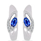 Stříbro 925/1000 - Náušnice s Australským Modrým Safírem a Bílým Topazem - Karátové číslo: 0.54. přibližná hmotnost: 3.89 gramů
