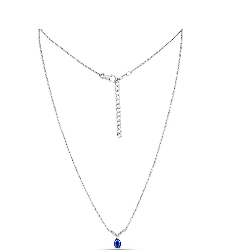 Stříbro 925/1000 - Náhrdelník s Australským Modrým Safírem a Bílým Topazem - Karátové číslo: 0.64. přibližná hmotnost: 2.94 gramů