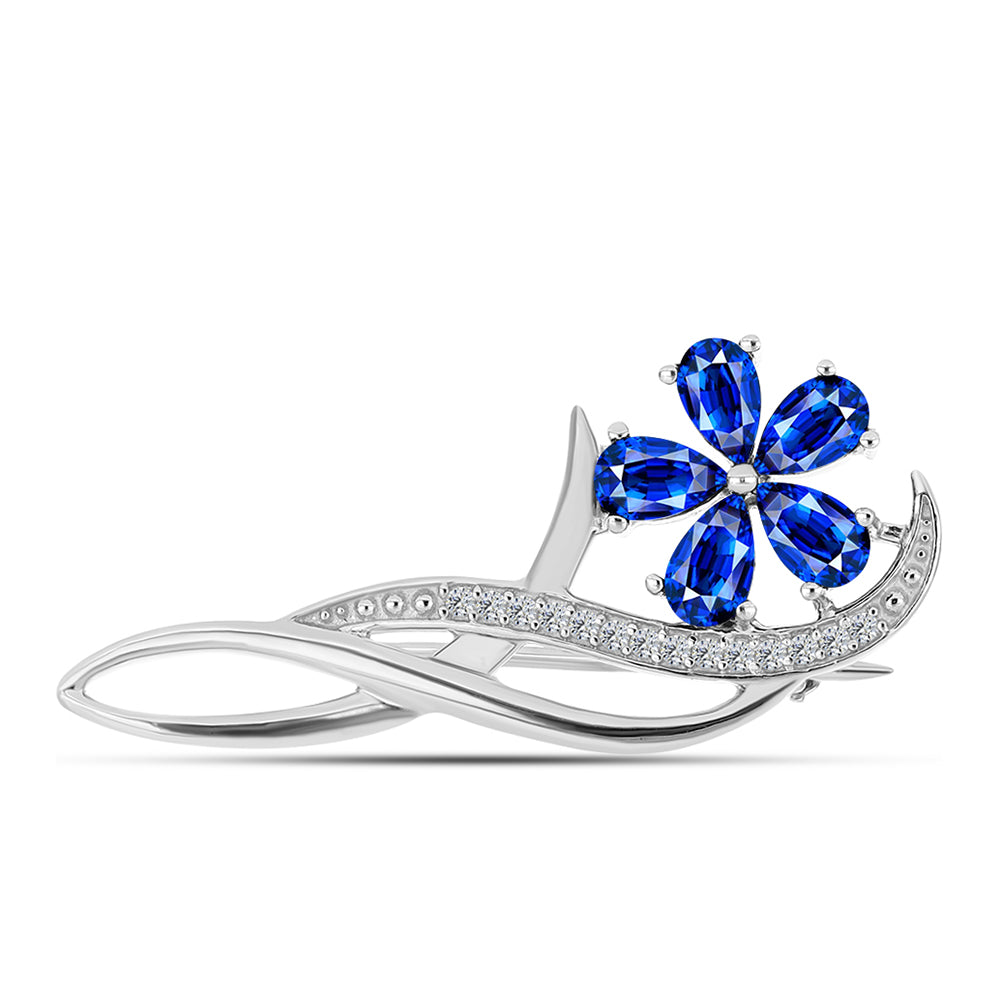 Stříbrný Brož s Australským Modrým Safírem a Bílým Topazem 1 