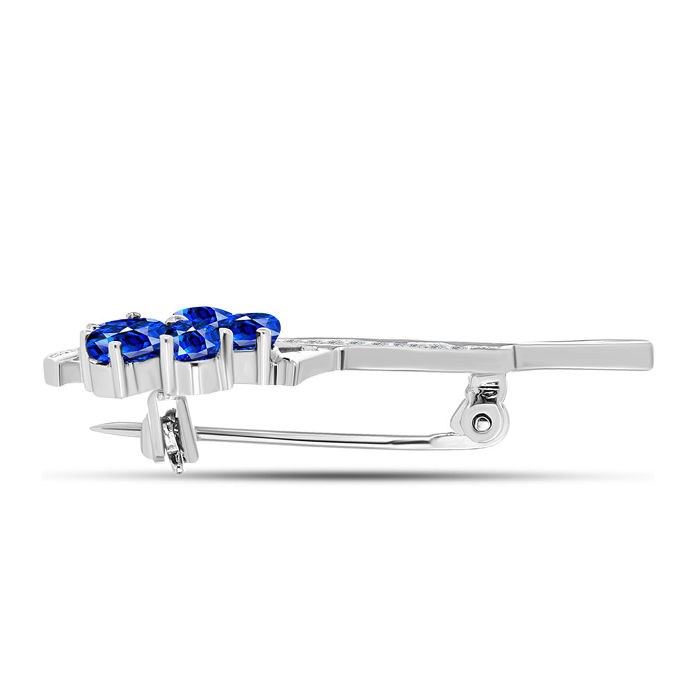 Stříbrný Brož s Australským Modrým Safírem a Bílým Topazem
