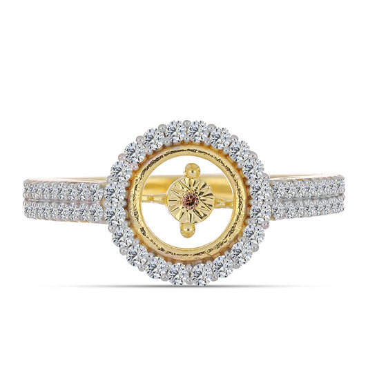 Pozlacený Stříbrný Prsten s Cognac Diamantem a Bílým Topazem