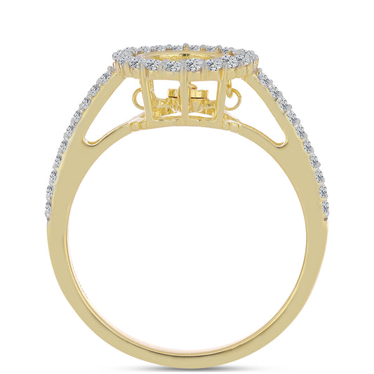 Pozlacený Stříbrný Prsten s Cognac Diamantem a Bílým Topazem