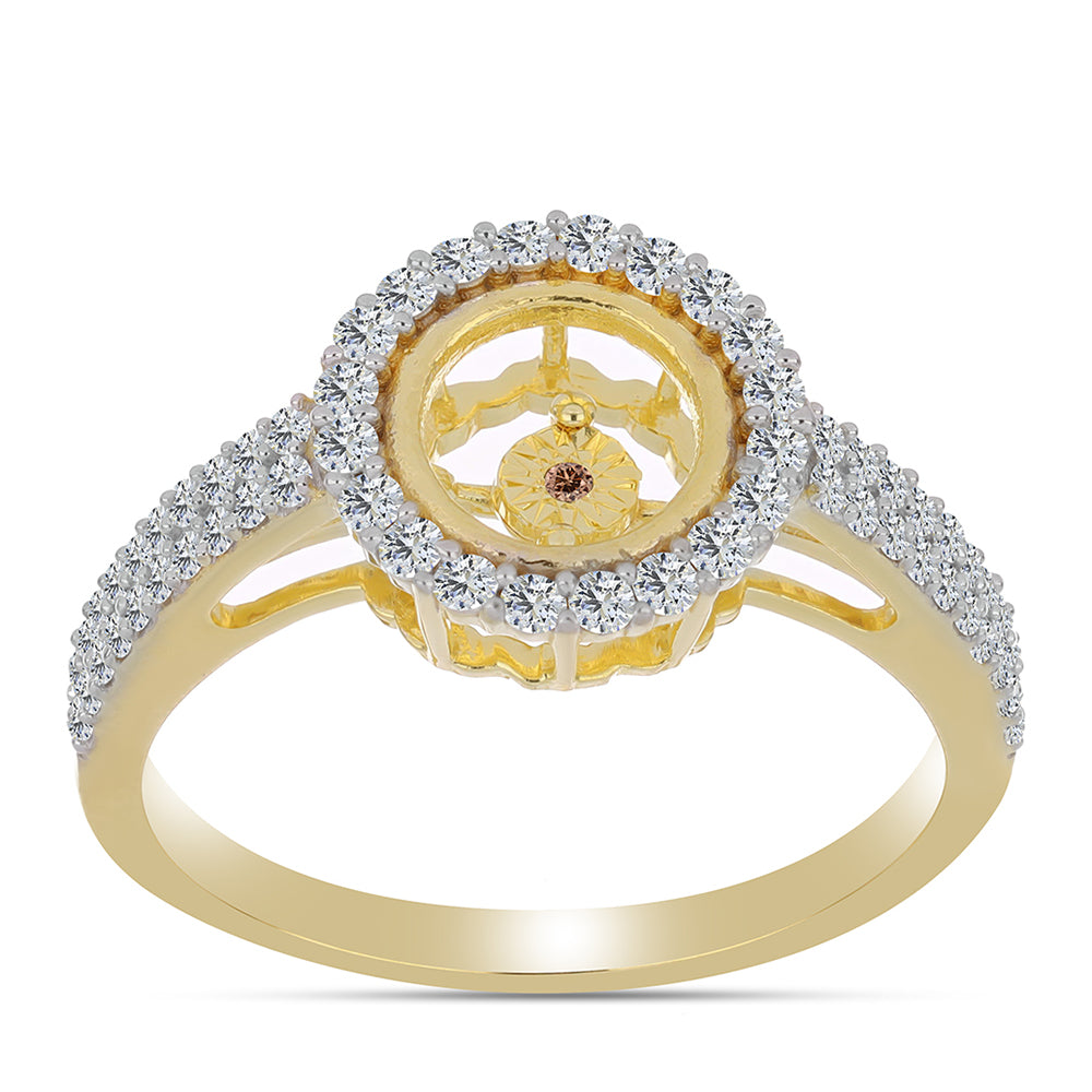 Pozlacené Stříbro 925/1000 - Prsten s Cognac Diamantem a Bílým Topazem - Karátové číslo: 0.73. přibližná hmotnost: 3.48 gramů 3 