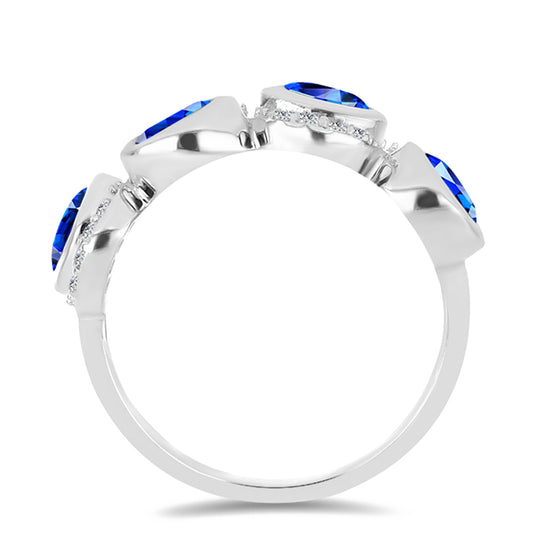Stříbrný Prsten s Australským Modrým Safírem a Bílým Topazem