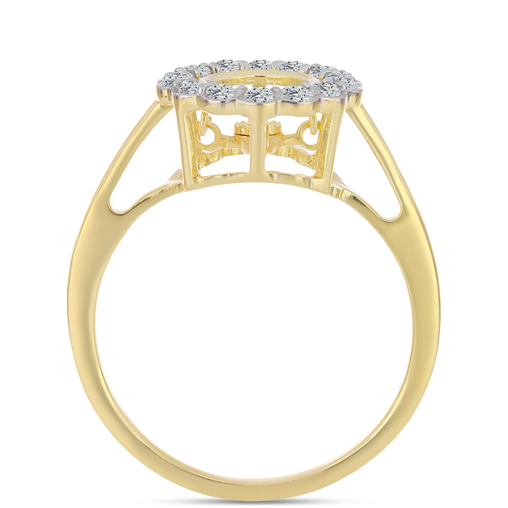 Pozlacené Stříbro 925/1000 - Prsten s Cognac Diamantem a Bílým Topazem - Karátové číslo: 0.58. přibližná hmotnost: 3.3 gramů 2 