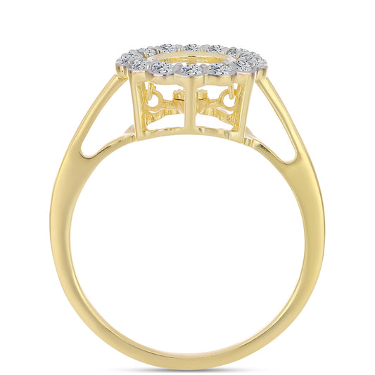 Pozlacené Stříbro 925/1000 - Prsten s Cognac Diamantem a Bílým Topazem - Karátové číslo: 0.58. přibližná hmotnost: 3.3 gramů