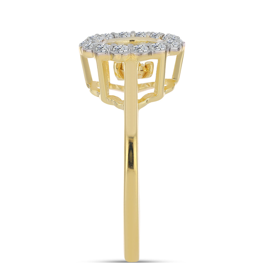 Pozlacené Stříbro 925/1000 - Prsten s Cognac Diamantem a Bílým Topazem - Karátové číslo: 0.58. přibližná hmotnost: 3.3 gramů 4 