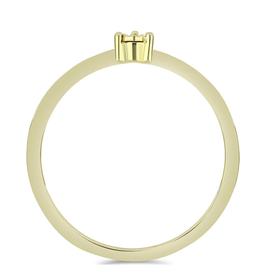 Pozlacené Stříbro 925/1000 - Prsten s Cognac Diamantem - Karátové číslo: 0.01. přibližná hmotnost: 1.51 gramů