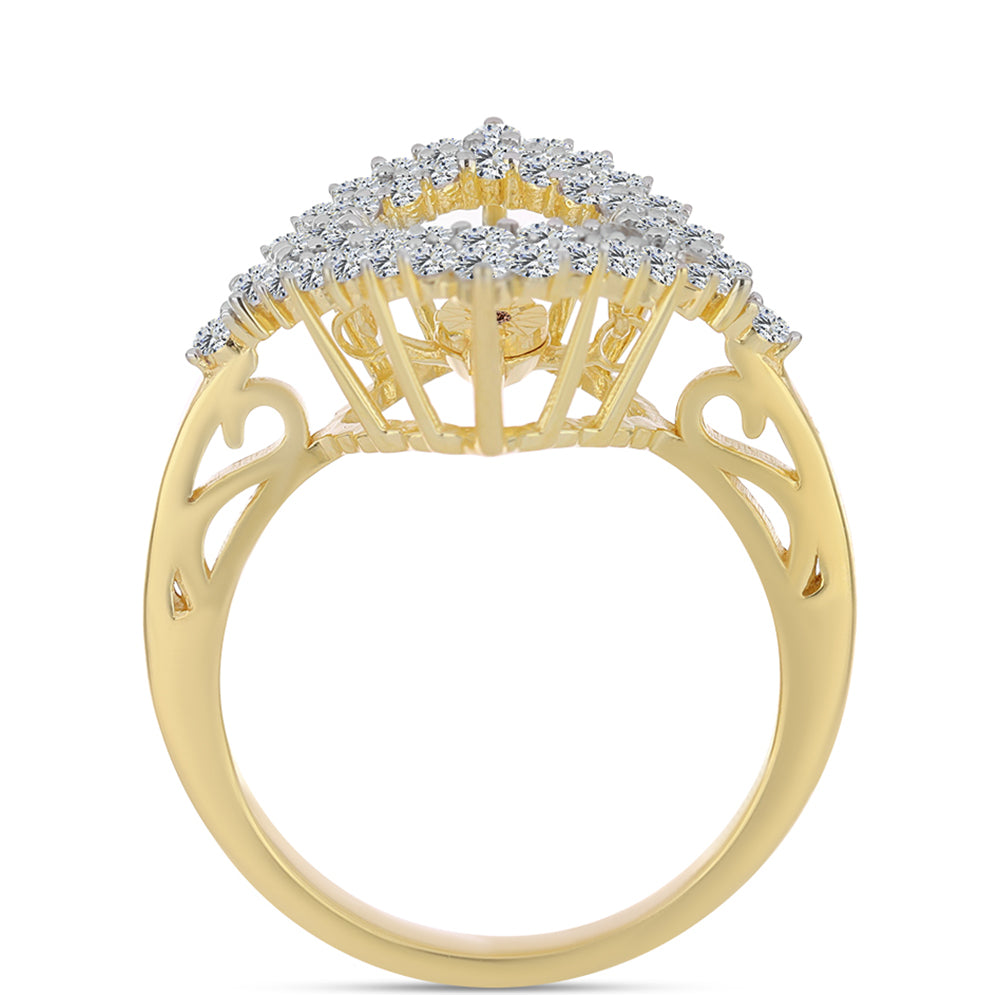 Pozlacené Stříbro 925/1000 - Prsten s Cognac Diamantem a Bílým Topazem - Karátové číslo: 1.09. přibližná hmotnost: 3.75 gramů 2 