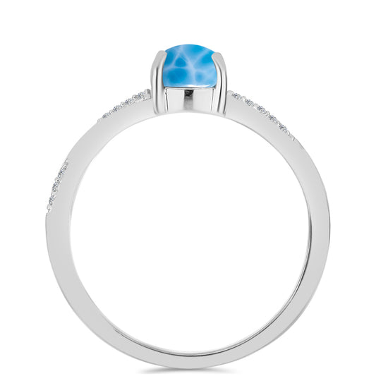 Stříbrný Prsten s Barahonským Larimarem a Bílým Topazem