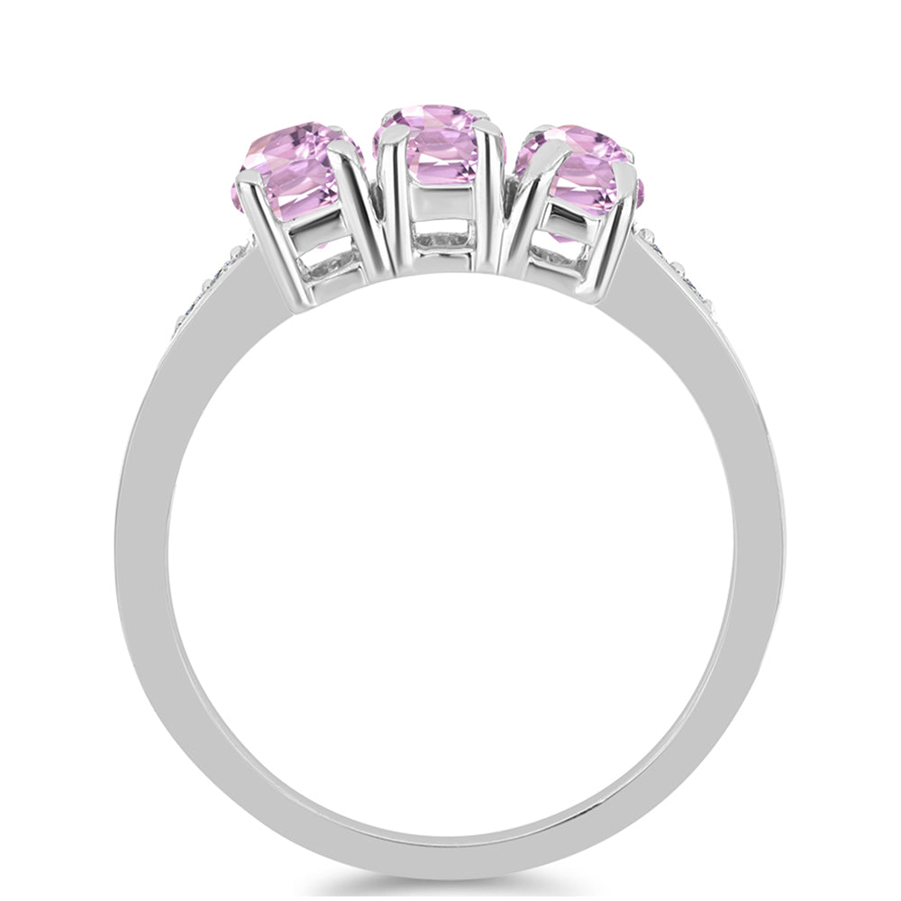 Stříbro 925/1000 - Prsten s Kunzitem z Pala a Bílým Topazem - Karátové číslo: 1.89. přibližná hmotnost: 2.95 gramů 2 