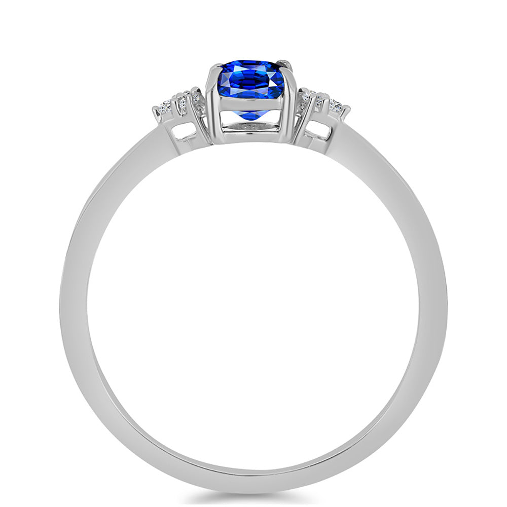 Stříbro 925/1000 Prsten s Australským Modrým Safírem a Bílým Topazem - Karátové číslo: 1.06. přibližná hmotnost: 1.65 gramů