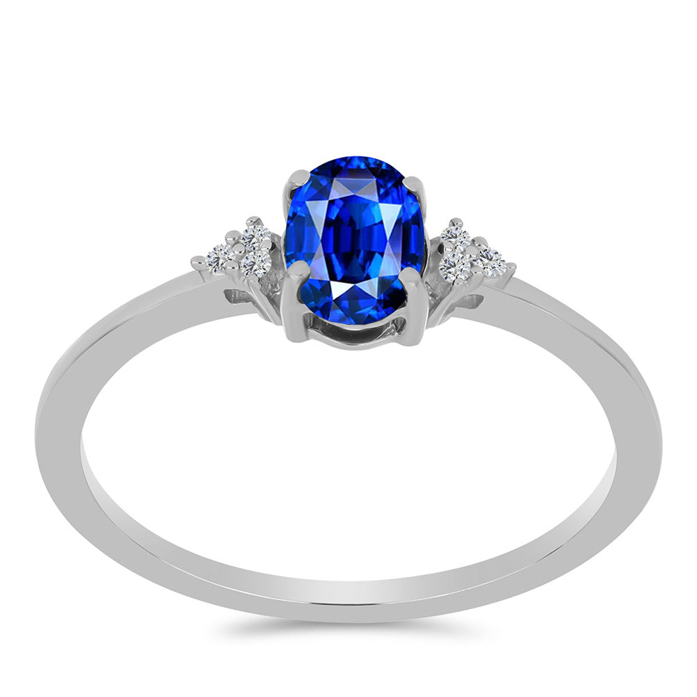 Stříbro 925/1000 Prsten s Australským Modrým Safírem a Bílým Topazem - Karátové číslo: 1.06. přibližná hmotnost: 1.65 gramů