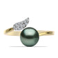 Pozlacený Stříbrný Prsten se Sladkovodní perlou v podobě Tahitské zelené iluze a Bílým Topazem