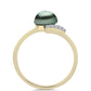 Pozlacený Stříbrný Prsten se Sladkovodní perlou v podobě Tahitské zelené iluze a Bílým Topazem