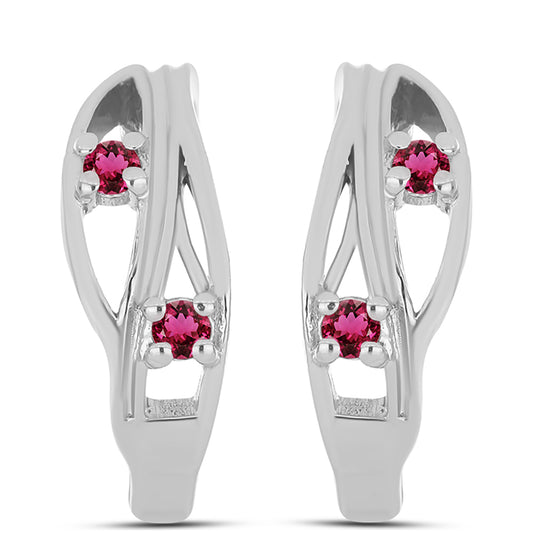 Stříbro 925/1000 - Náušnice s Cruizero Rubelitem - Karátové číslo: 0.18. přibližná hmotnost: 3.73 gramů