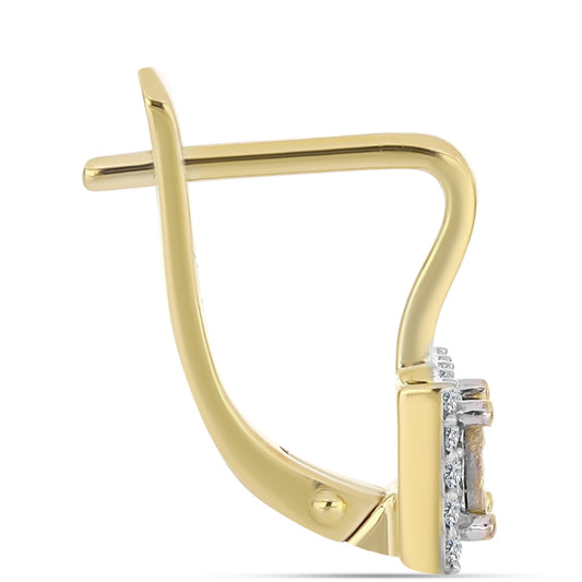 Pozlacené Stříbro 925/1000 - Náušnice s Cognac Diamantem a Bílým Topazem - Karátové číslo: 0.3. přibližná hmotnost: 3.16 gramů