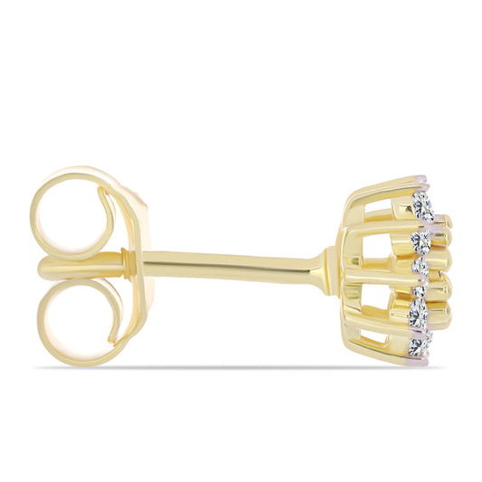 Pozlacené Stříbro 925/1000 - Náušnice s Cognac Diamantem a Bílým Topazem - Karátové číslo: 0.31. přibližná hmotnost: 1.42 gramů