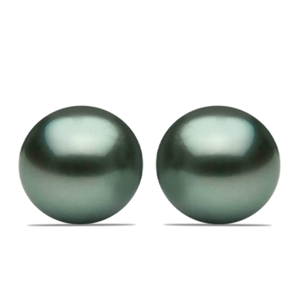 Pozlacené stříbro 925/1000 Náušnice se Sladkovodní perlou v podobě Tahitské zelené iluze - Karátové číslo: 1.53. přibližná hmotnost: 0.93 gramů