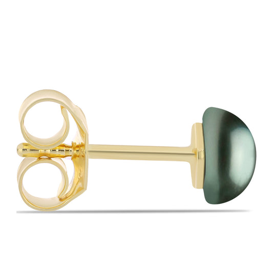 Pozlacené stříbro 925/1000 Náušnice se Sladkovodní perlou v podobě Tahitské zelené iluze - Karátové číslo: 1.53. přibližná hmotnost: 0.93 gramů