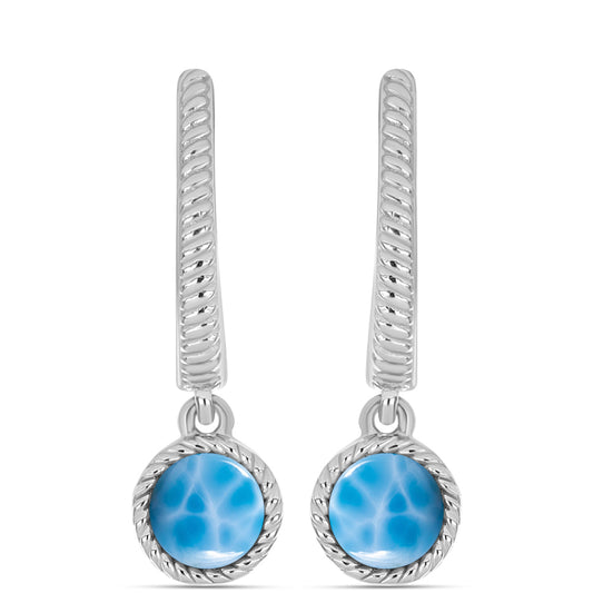 925 / 1000 Sterlingové Stříbro Náušnice s Barahonským Larimarem