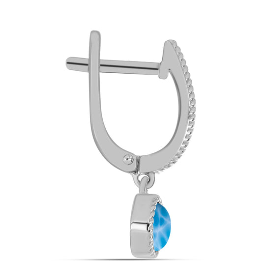 925 / 1000 Sterlingové Stříbro Náušnice s Barahonským Larimarem