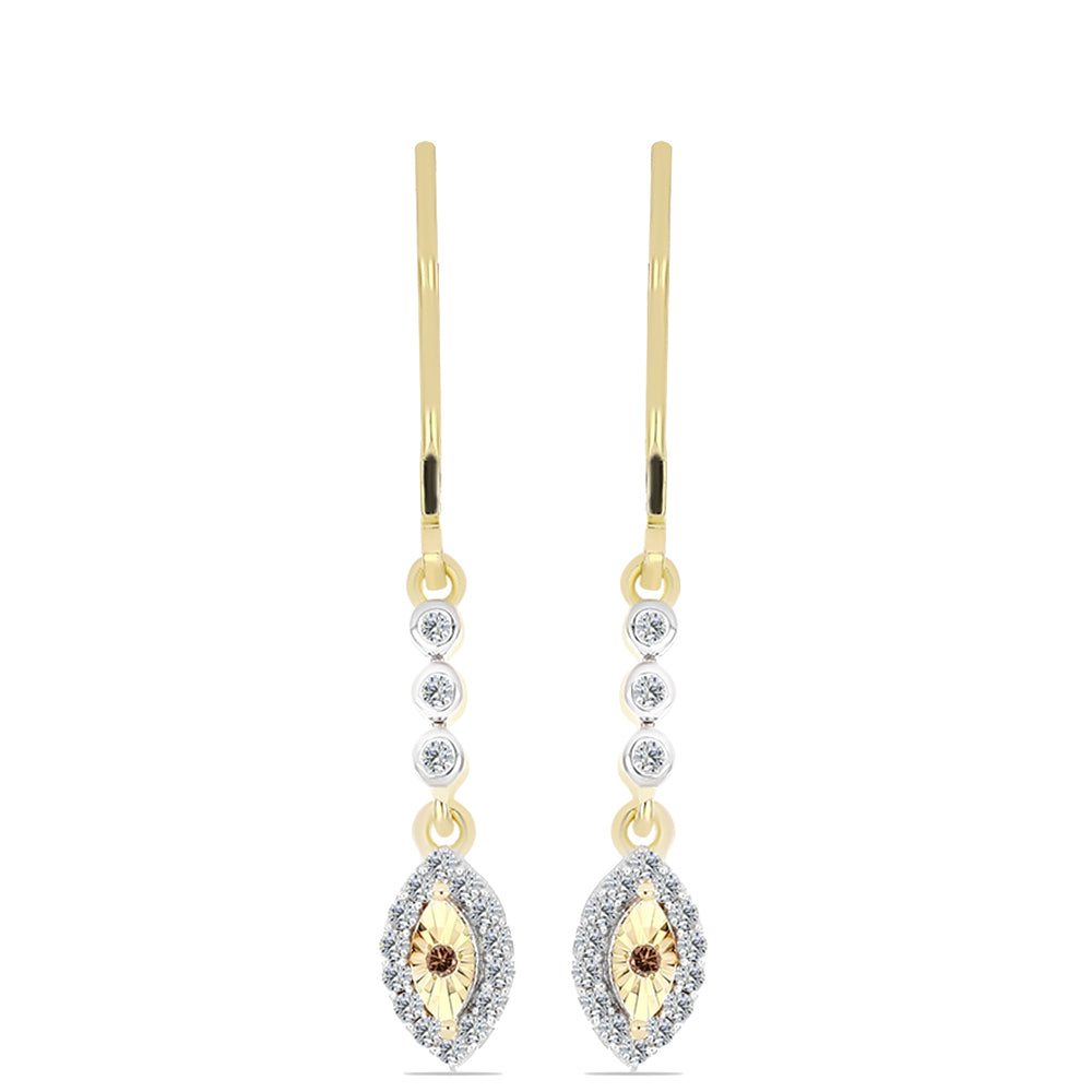 Pozlacené Stříbrné Náušnice s Cognac Diamantem a Bílým Topazem 1 